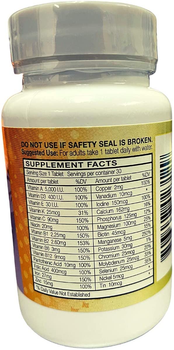 30 Day Supply Nutmeg State Nutrition HealthyWise Multivitamin & Mineral Supplement for Immune Support with Vitamins A, C, D, E, B, Zinc