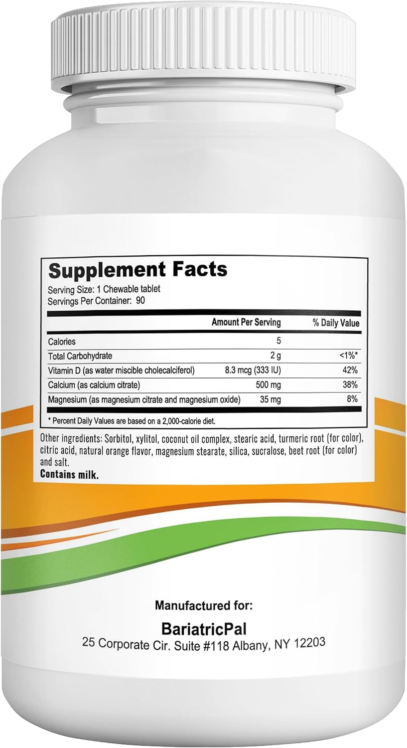30-Day Supply of BariatricPal Orange Calcium Citrate 500mg Chewable Tablets