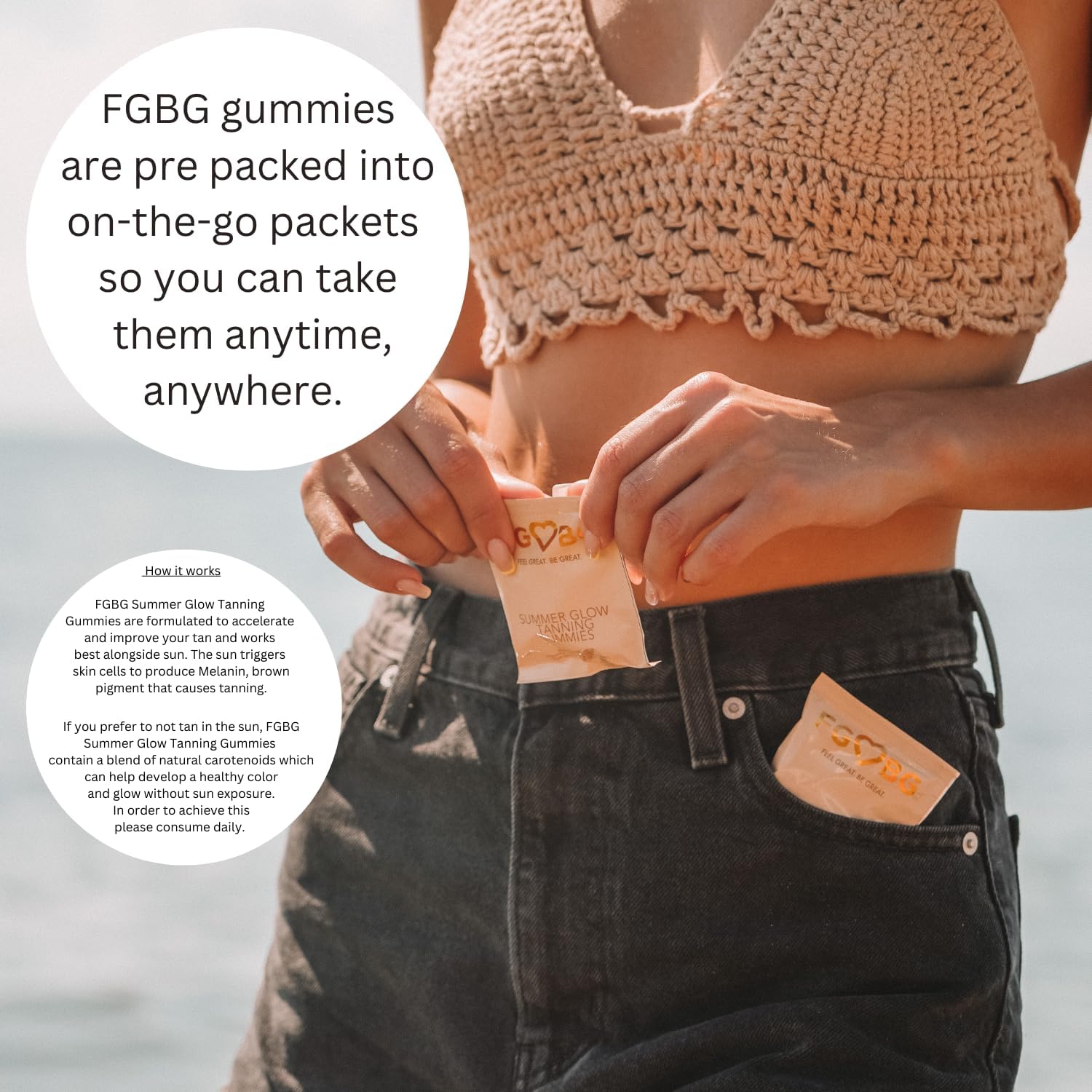 30-Day Supply of FGBG Summer Glow Tanning Gummies for a Radiant Tan