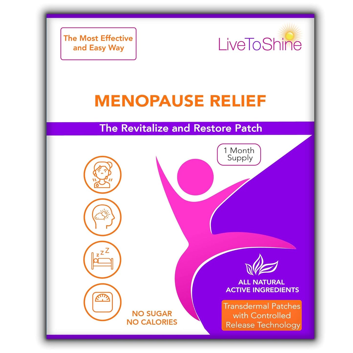 30-Day Supply of Menopause Relief Topical Patches for Women and Men - Made in the USA by Live To Shine