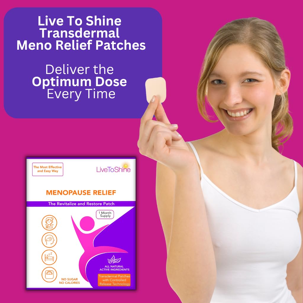 30-Day Supply of Menopause Relief Topical Patches for Women and Men - Made in the USA by Live To Shine