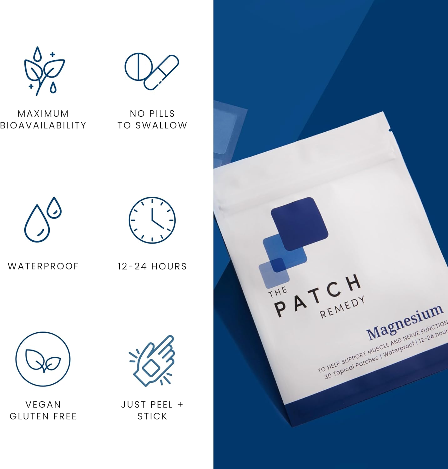 30-Day Supply of Patch Remedy Magnesium Patches for Muscle Cramps and Sleep Support