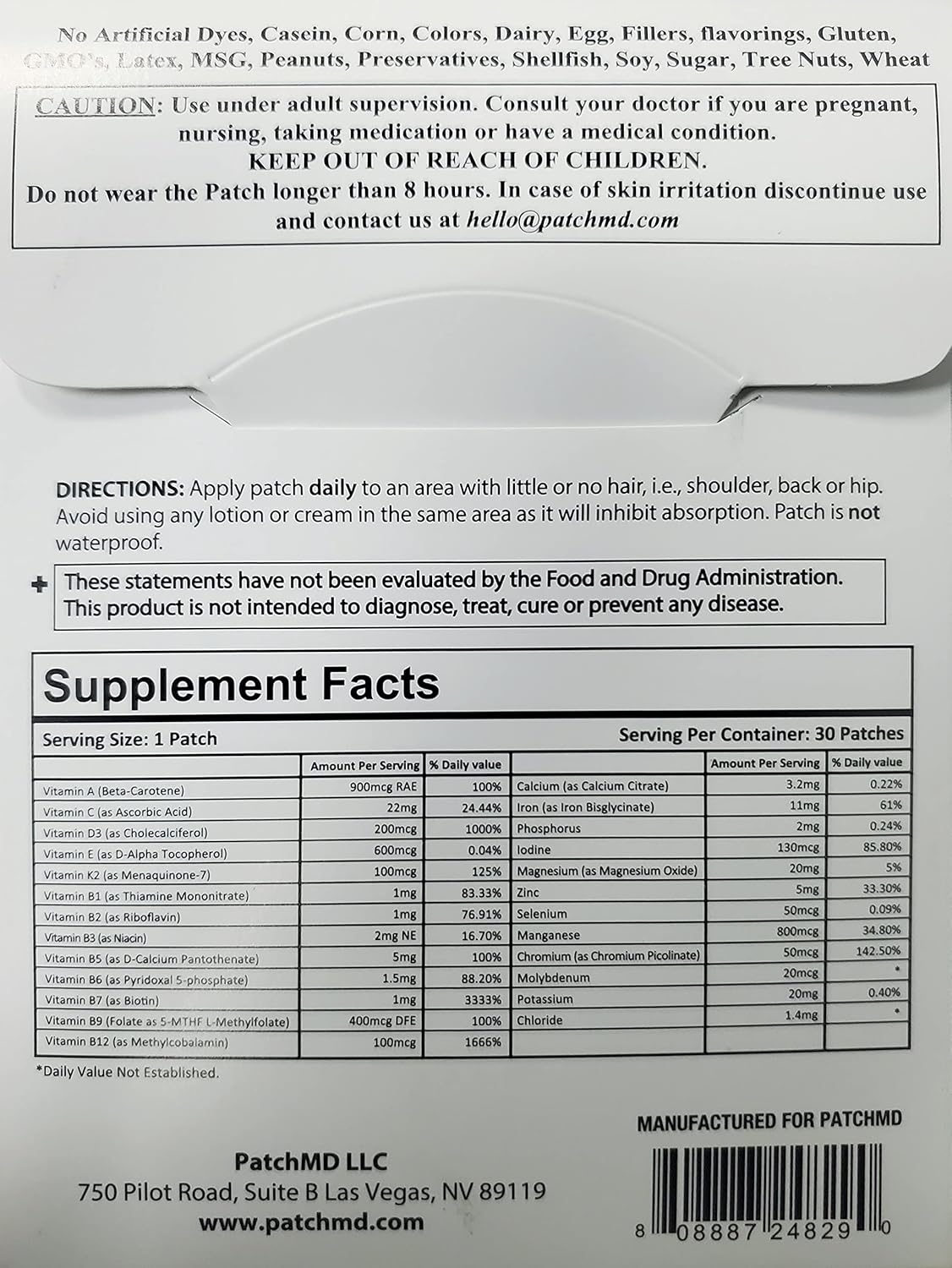 30 Day Supply of PATCHMD Multivitamin Plus Topical Patch - BoostGo Australia