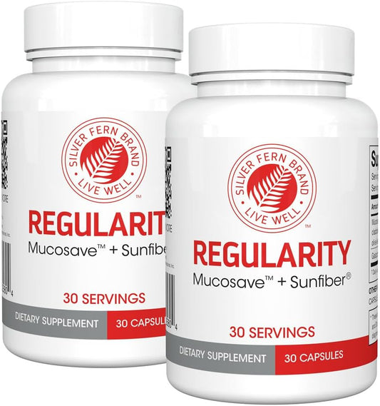 30-Day Supply of Silver Fern Brand Regularity Digestive Supplement with Mucosave FG & SunFiber - 30 Capsules