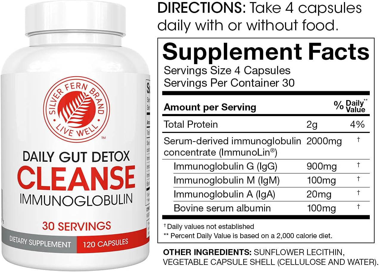 30 Day Supply of Silver Fern Gut Rehab Kit: Daily Detox & Ultimate Probiotic with Immunoglobulins & Spore Forming Probiotics