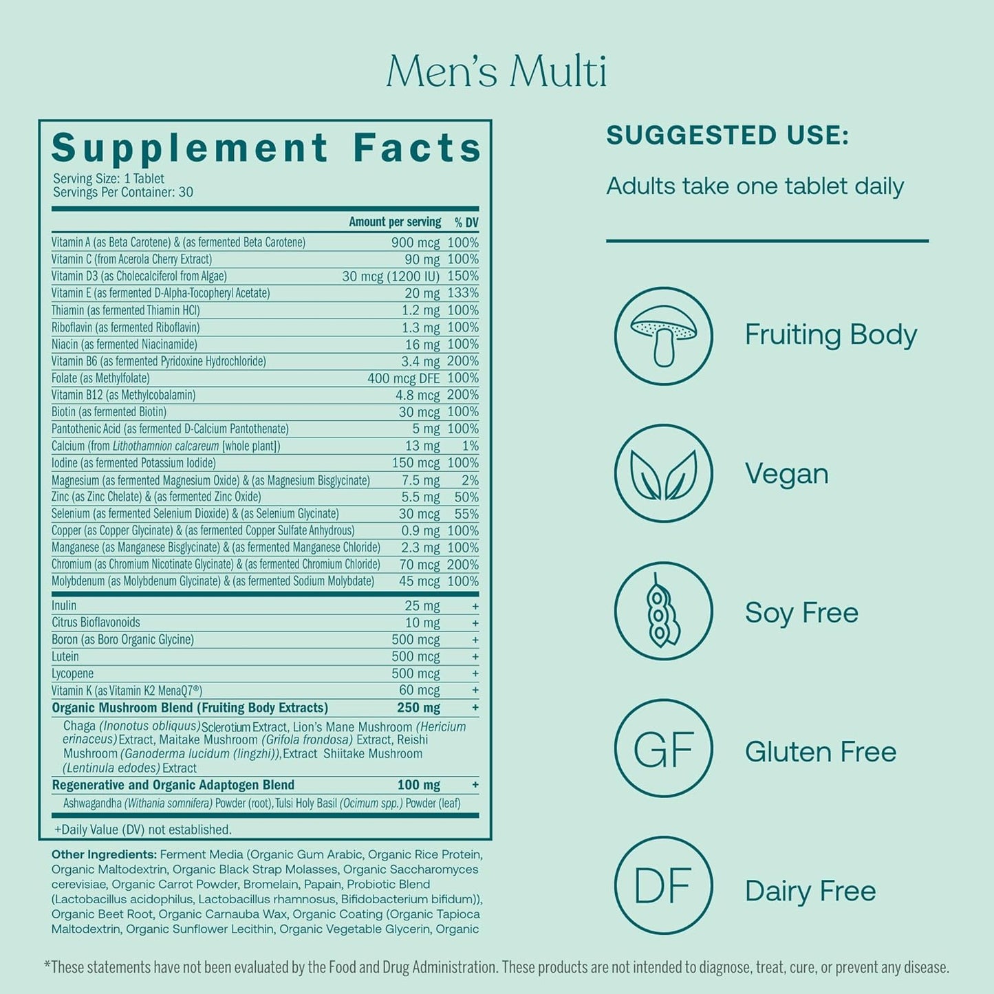 30-Day Supply of True Grace One Daily Men’s & Women’s Multivitamins - Non-GMO, Gluten Free Vegan Tablets for Daily Use