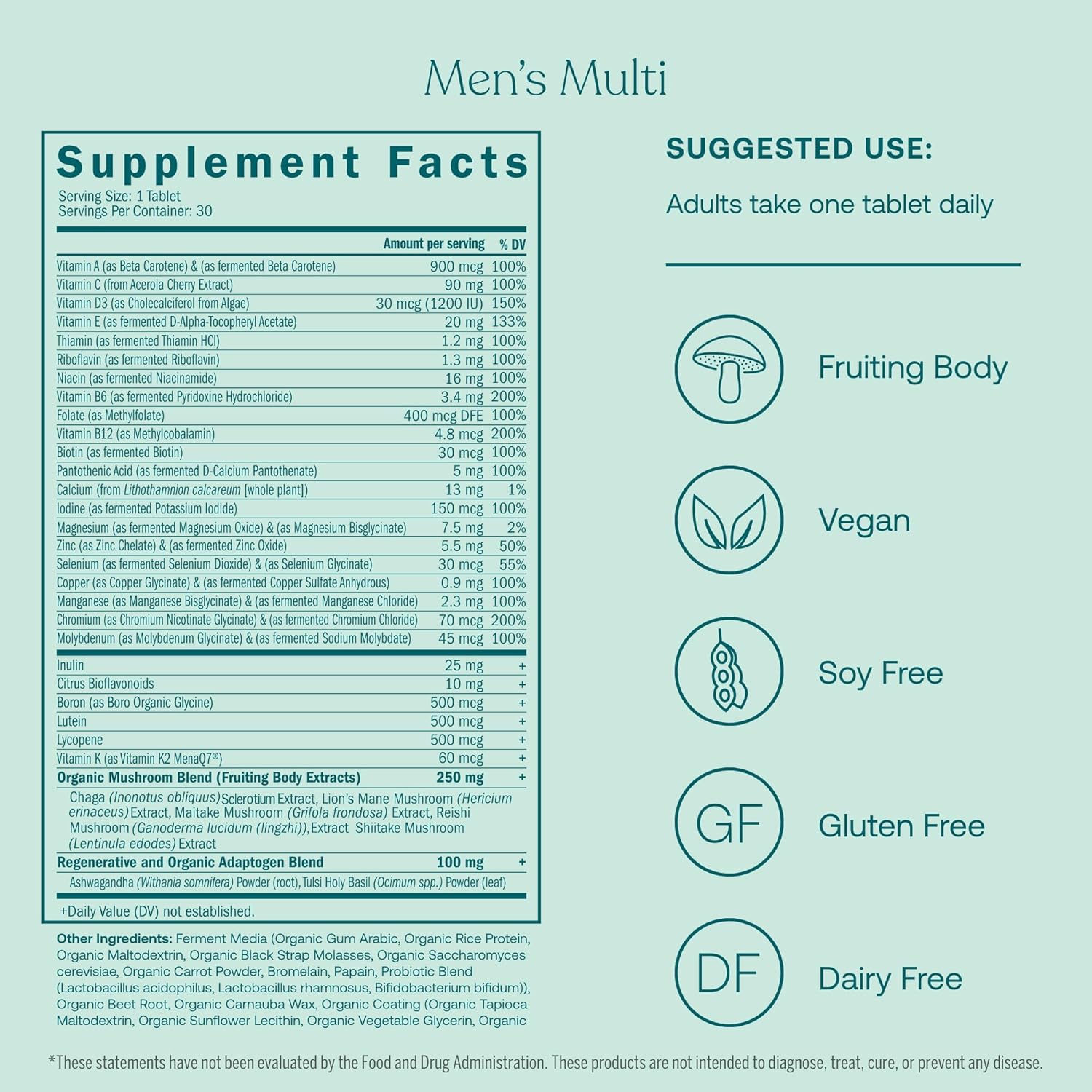 30-Day Supply of True Grace One Daily Men’s & Women’s Multivitamins - Non-GMO, Gluten Free Vegan Tablets for Daily Use