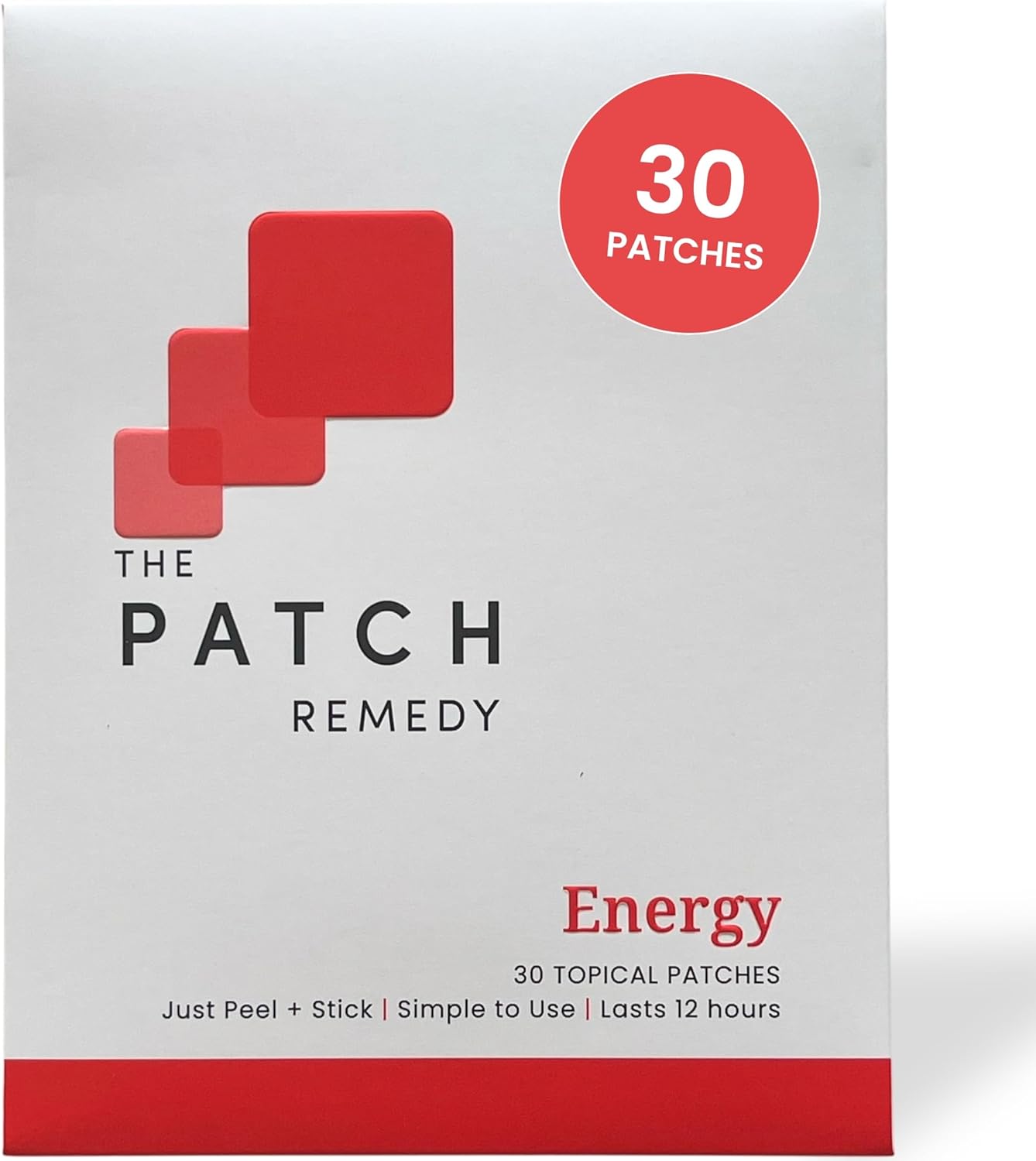 30 Energy Patches with Guarana, Taurine, Green Tea, and Vitamins for Energy Boost