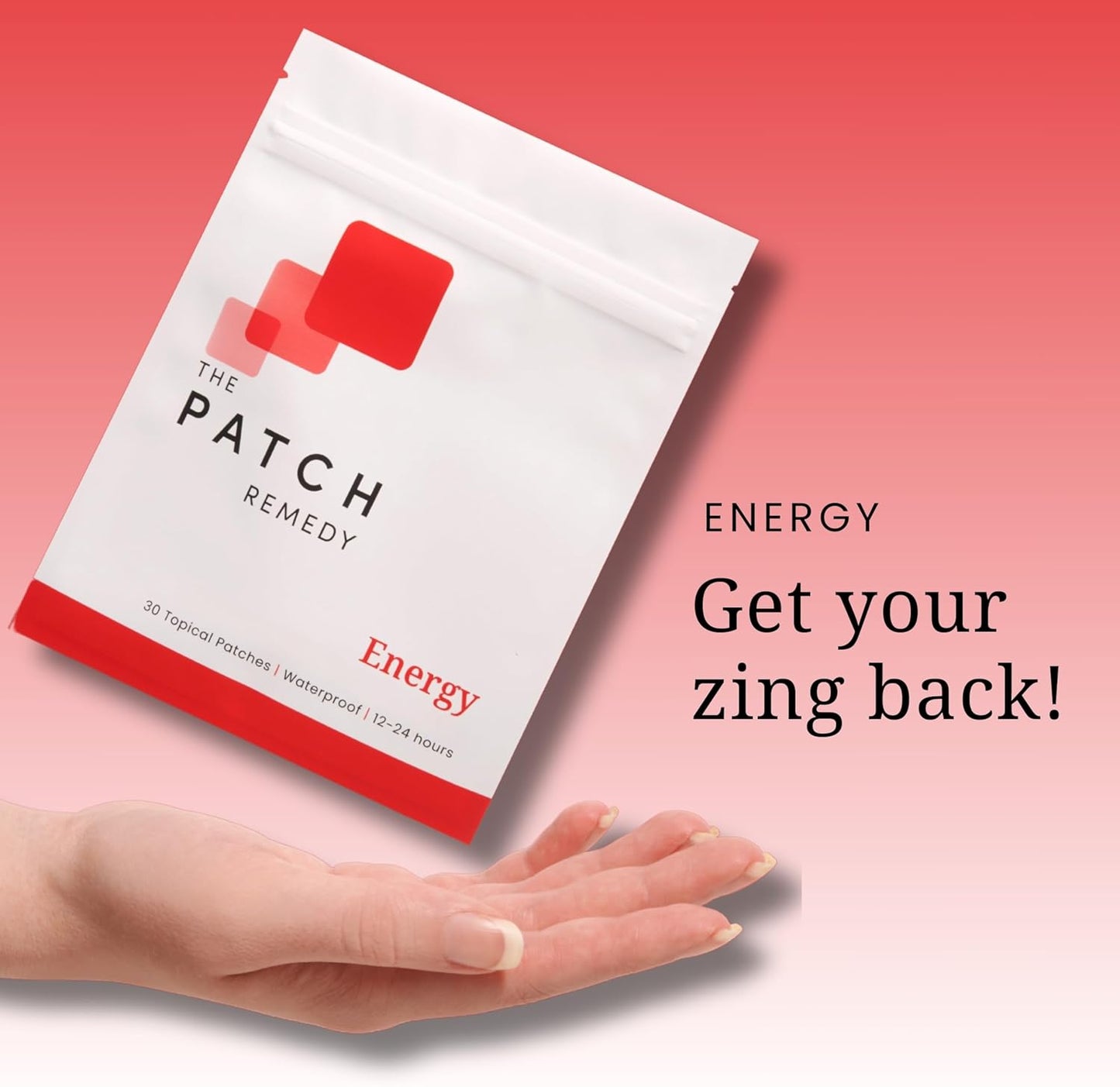 30 Energy Patches with Guarana, Taurine, Green Tea, and Vitamins for Energy Boost