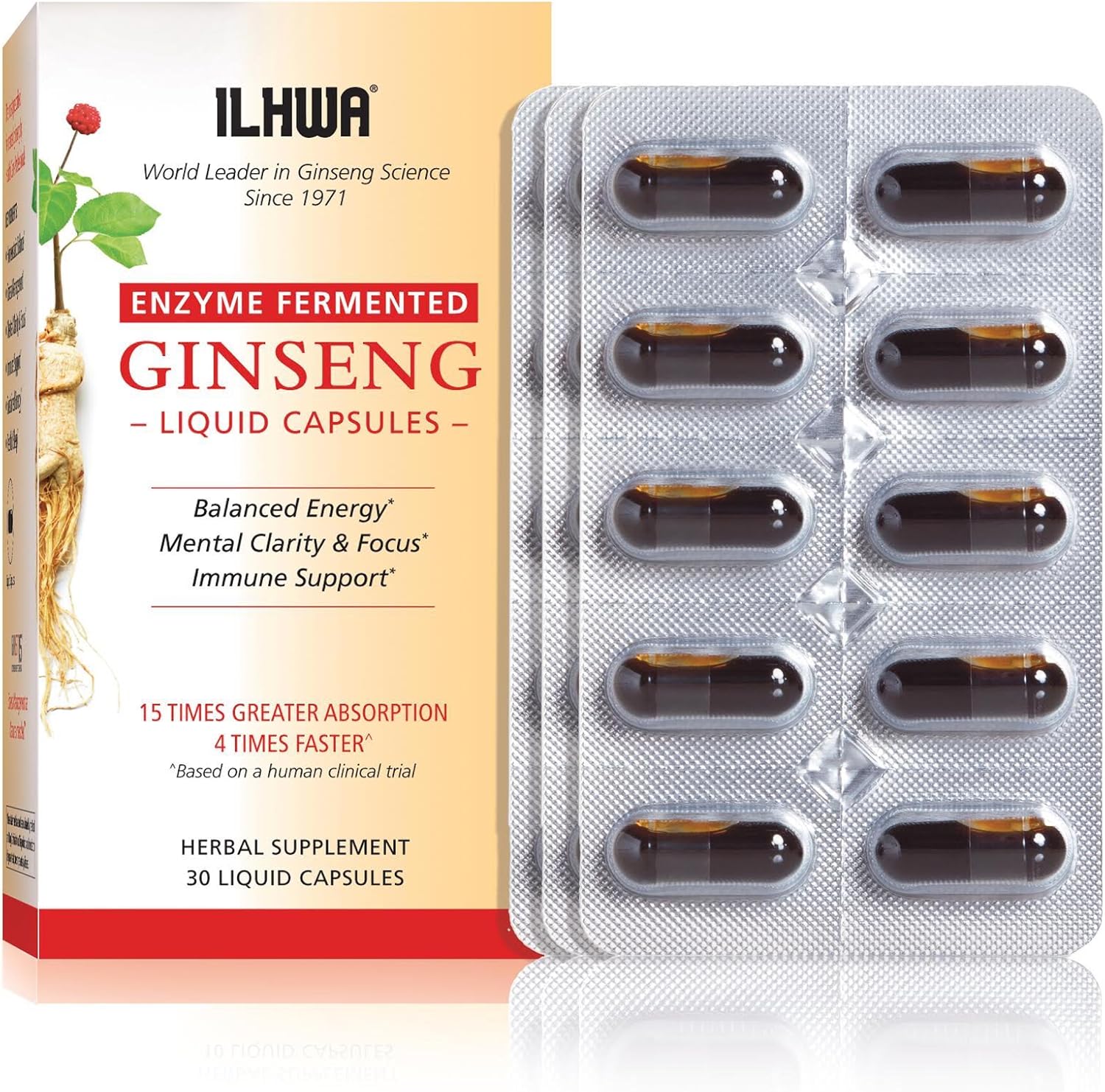 30 Liquid Capsules of ILHWA Enzyme Fermented Ginseng Extract