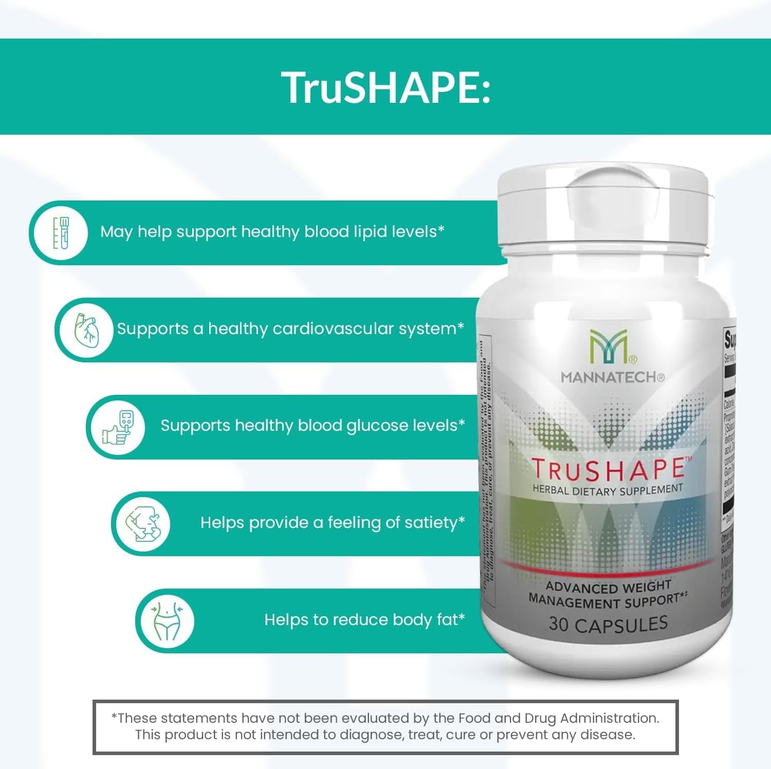 30 Mannatech TruShape Capsules for Weight Management and Wellness