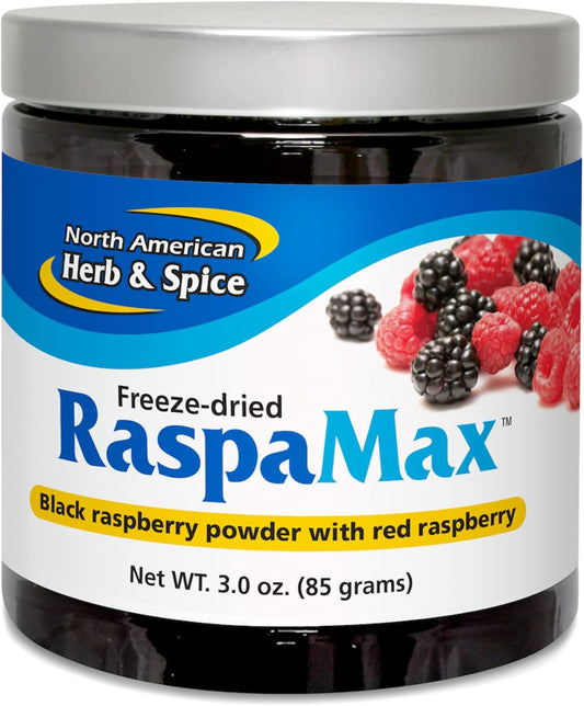 3.0 oz North American Herb & Spice RaspaMax Black & Red Raspberry Powder - High ORAC Value, Instant Energy - Freeze Dried - Non-GMO - 42 Servings