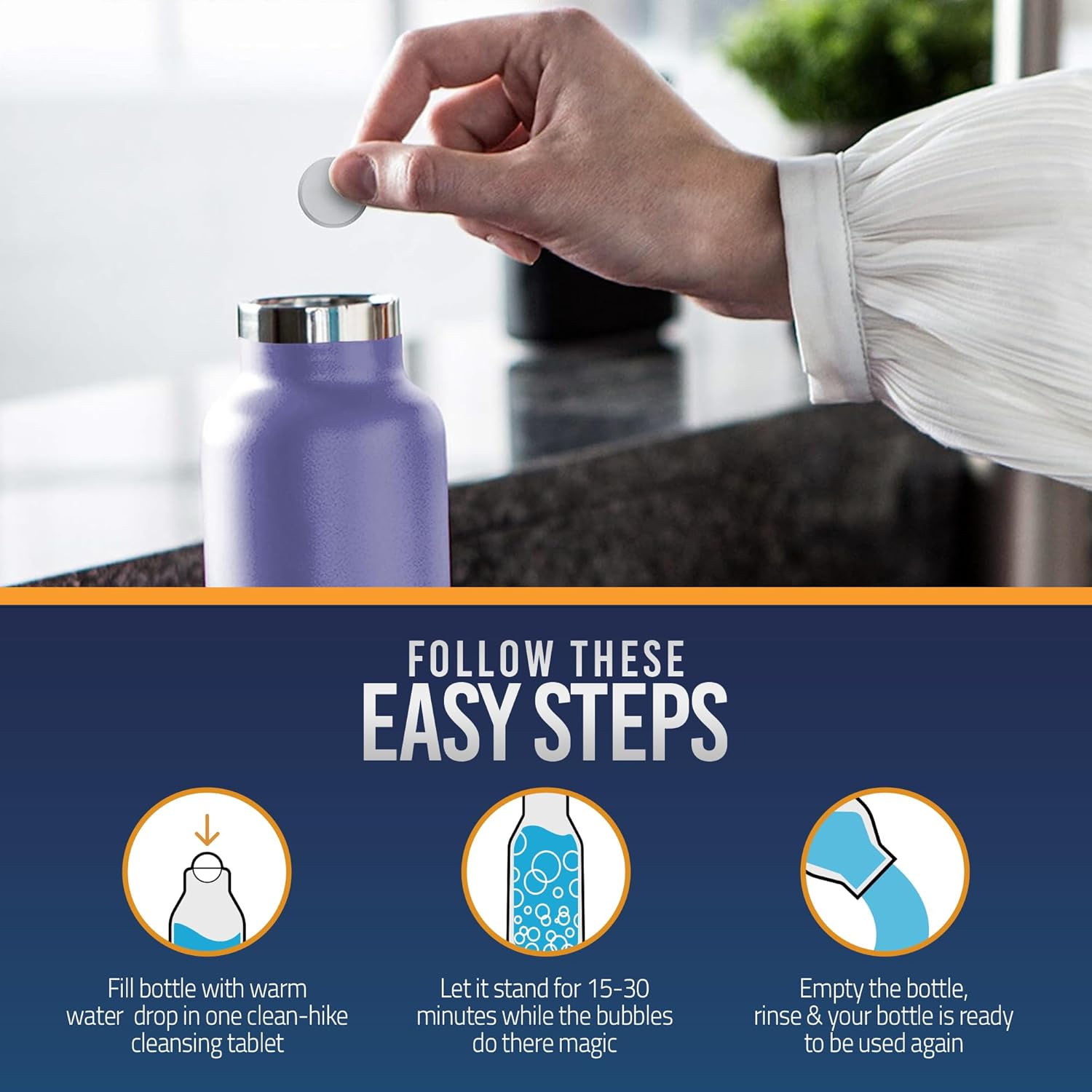 30-Pack All-Natural Cleaning Tablets for Tumblers, Water Bottles, and More