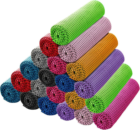 30 Pack Cooling Towel Set - Microfiber Ice Towels for Neck and Face - Ideal for Gym, Travel, Yoga, Running, Camping - 10 Color Options
