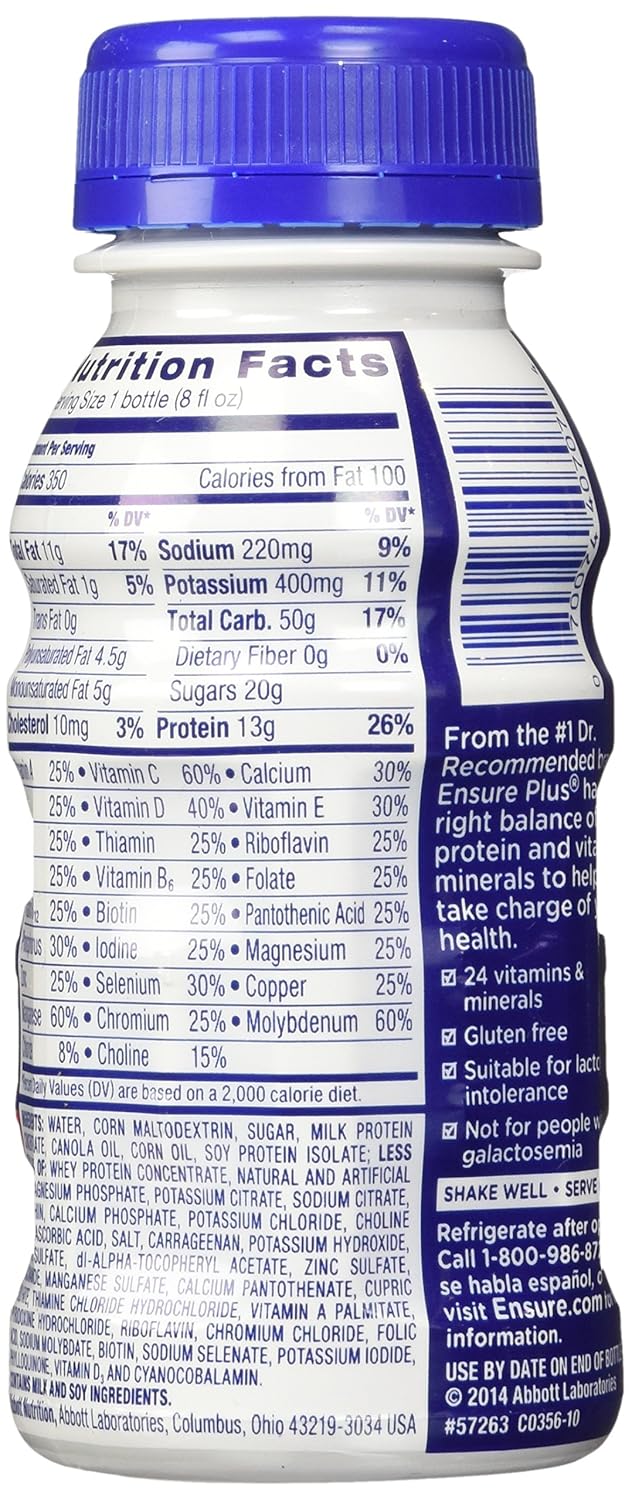 30 Pack of Ensure Plus Nutrition Shakes, 8 FL Oz Each - Vanilla Flavor