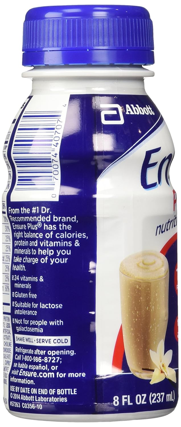 30 Pack of Ensure Plus Nutrition Shakes, 8 FL Oz Each - Vanilla Flavor