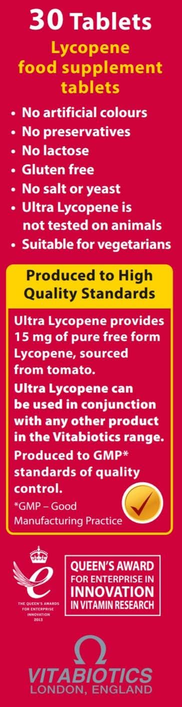 30-Pack Vitabiotics Ultra Ultra Lycopene Tablets for Heart Health and Antioxidant Support