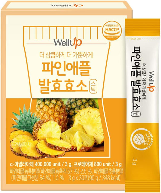 30 Packets of RAWEL Well Up Fermentation Digestive Enzymes - Pineapple Flavor - 3g Each - Cruch Choco/Pineapple Variety - BoostGo Australia