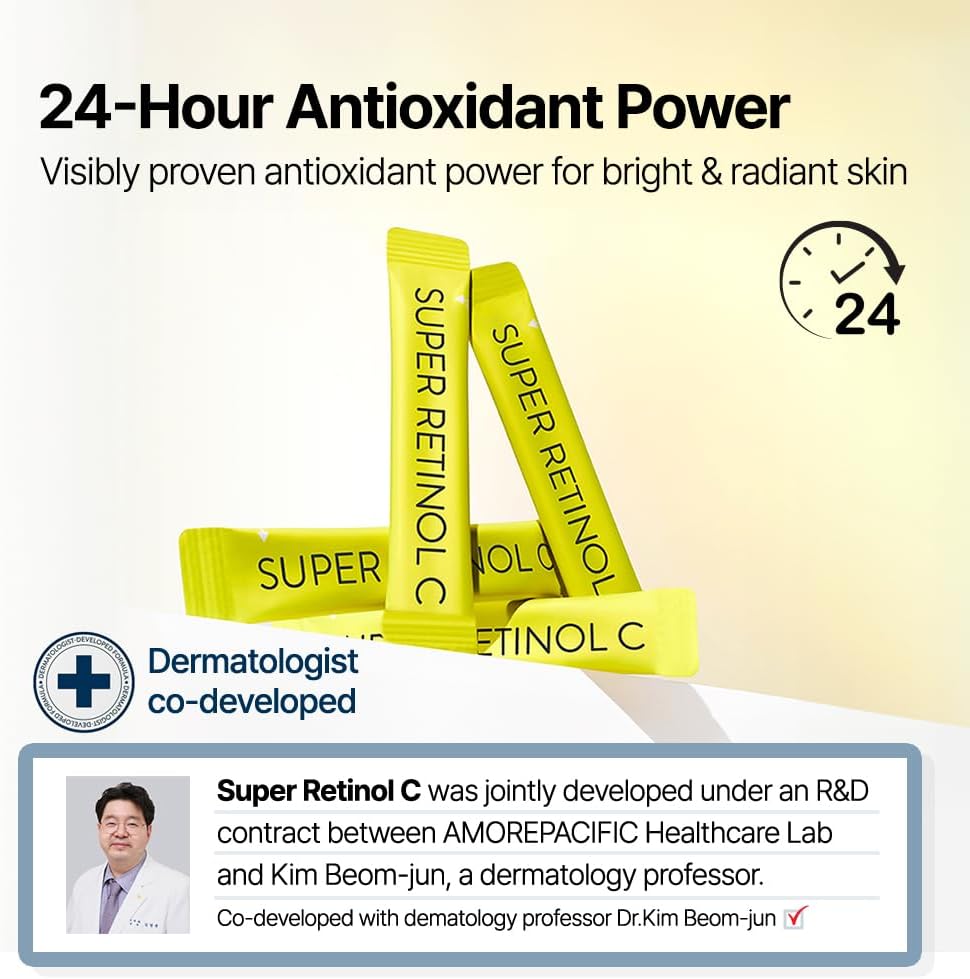 30 Packets VITALBEAUTIE Super Retinol C Powder Skincare Supplement with Liquid Collagen for Women - Super Collagen Lift Shot