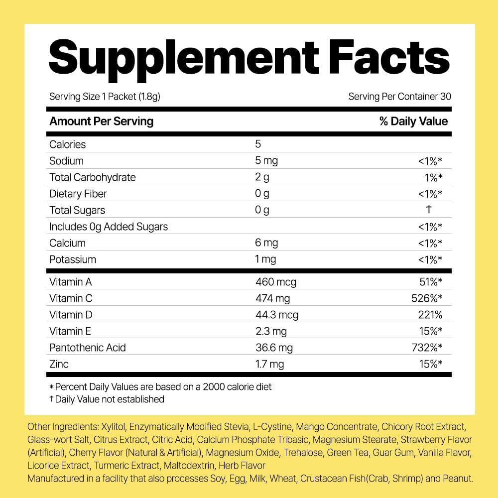 30 Packets VITALBEAUTIE Super Retinol C Powder Skincare Supplement with Liquid Collagen for Women - Super Collagen Lift Shot