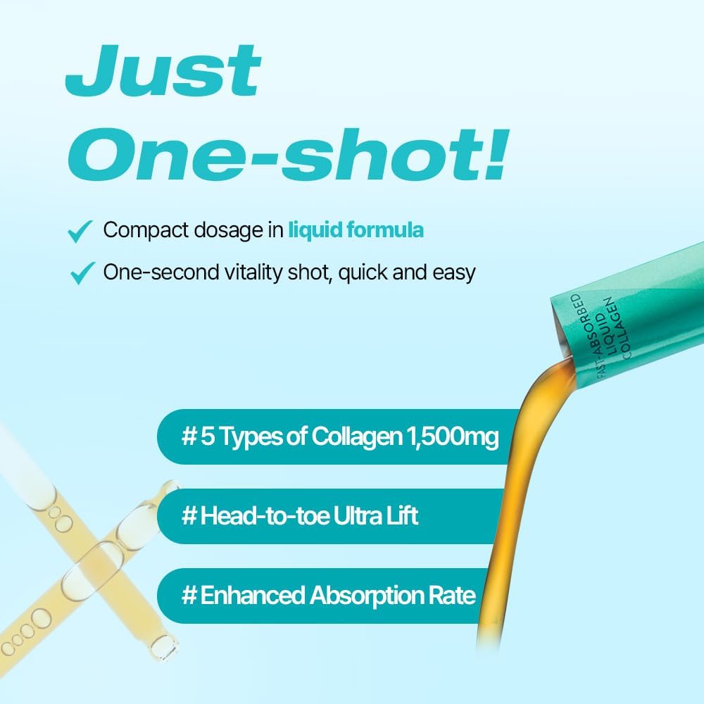 30 Packets VITALBEAUTIE Super Retinol C Powder Skincare Supplement with Liquid Collagen for Women - Super Collagen Lift Shot