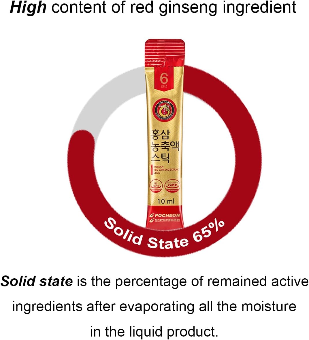 30 Pochon Korean Red Ginseng Extract Sticks, 30% Ginsenosides, 10ml Each, Natural Immune Booster