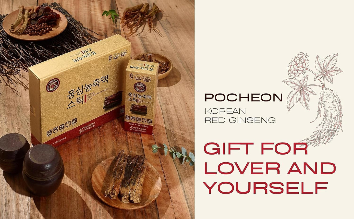 30 Pochon Korean Red Ginseng Extract Sticks, 30% Ginsenosides, 10ml Each, Natural Immune Booster