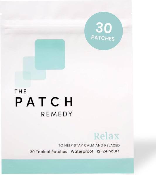 30 Relax Patches with Ashwagandha, L-theanine, Lemon Balm, Valerian - Stress Relief & Relaxation Patch with Vitamin B6 & Rhodiola Rosea