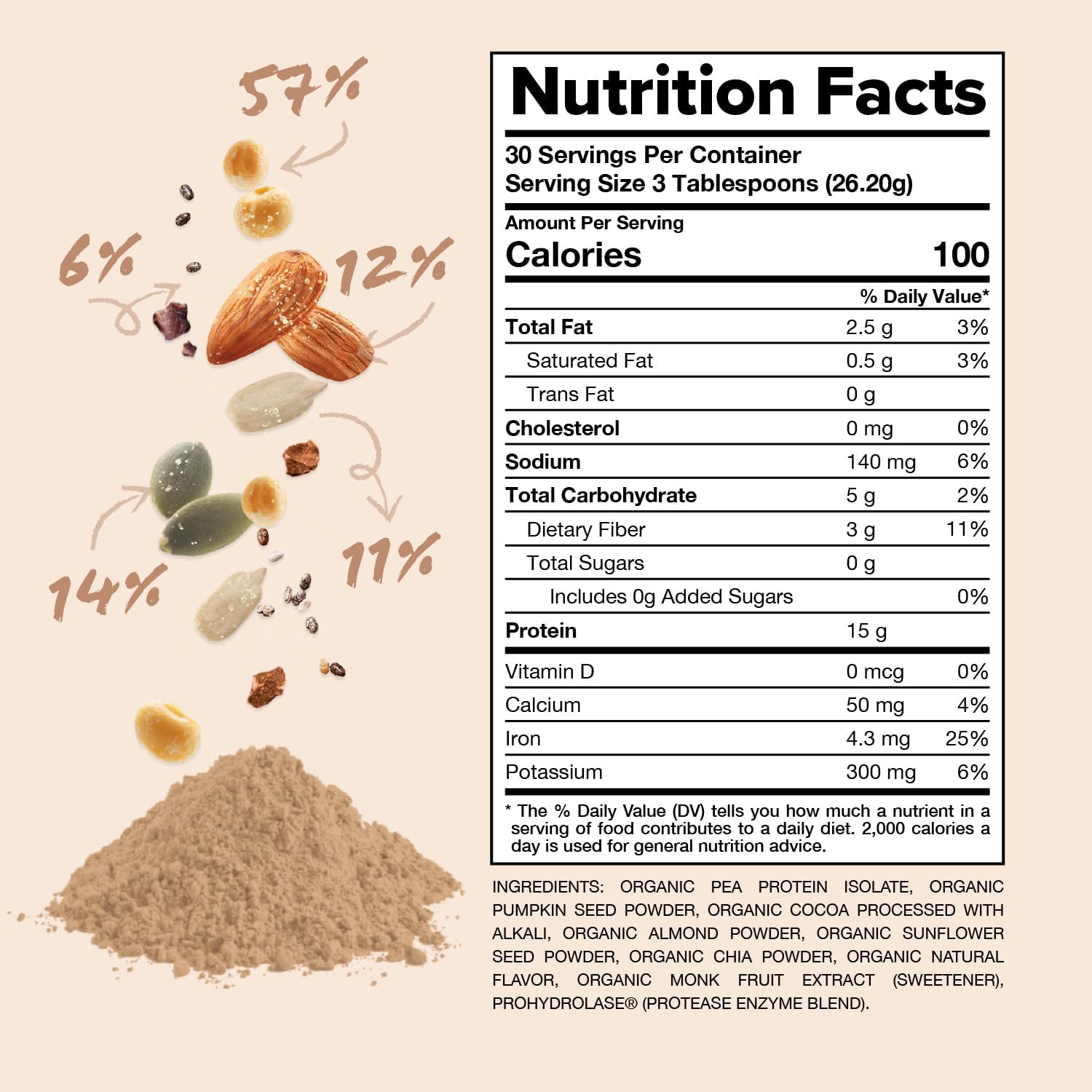 30 Servings Complement Organic Chocolate Vegan Protein Powder - Low Carb, Low Calorie, Sugar-Free, Soy-Free - Yellow Pea & Pumpkin Seed - 15g Plant-Based Protein Powder - Non-GMO & Non-Dairy - BoostGo Australia