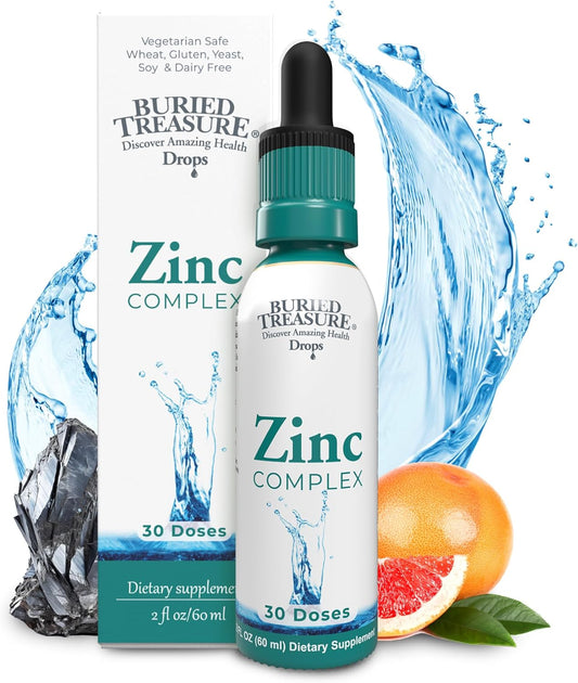 30 Servings of Buried Treasure Zinc Complex Drops - 2 fl oz, Highly Absorbable Zinc Supplement