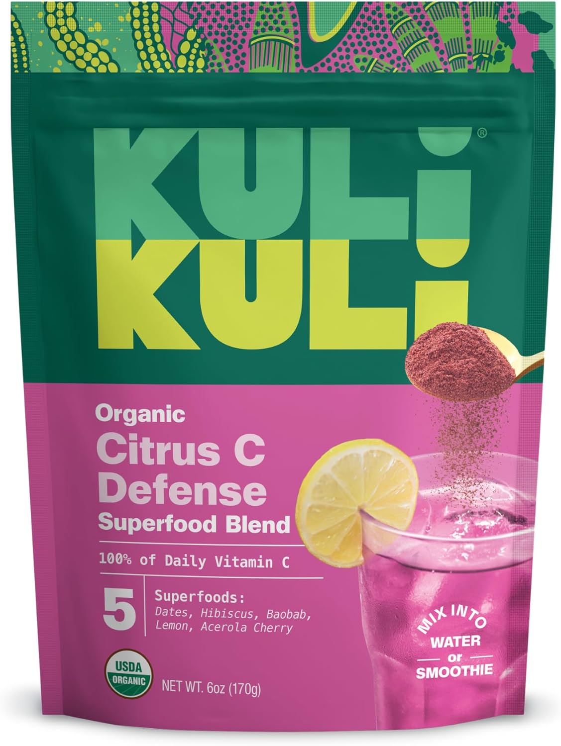 30 Servings of Kuli Kuli Citrus C Defense Superfood Powder - Immune Support with Acerola Cherry, Hibiscus, Lucuma, and Baobab for Daily Wellness Boost