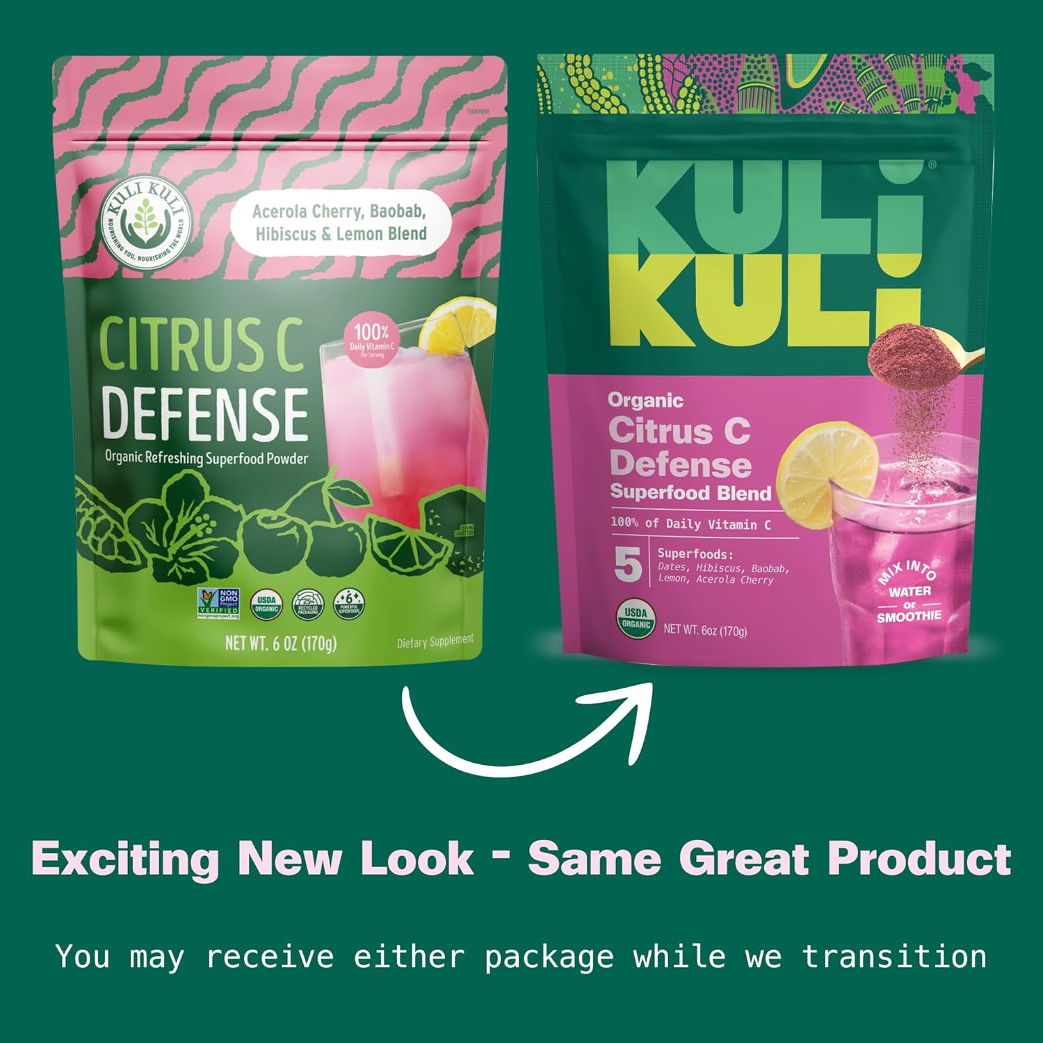 30 Servings of Kuli Kuli Citrus C Defense Superfood Powder - Immune Support with Acerola Cherry, Hibiscus, Lucuma, and Baobab for Daily Wellness Boost