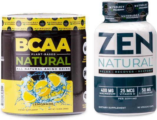 30 Servings of Nutrology Zen Natural Magnesium & Lemonade Flavor BCAA Powder
