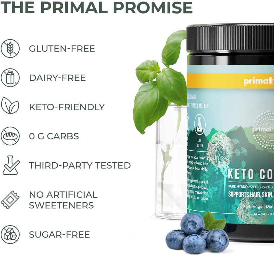 30 Servings of Primal Harvest Keto Collagen Peptides & MCT Oil Powder for Keto Coffee Creamer
