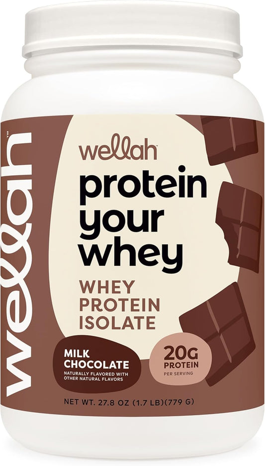30 Servings of Wellah Whey Protein Isolate in Delicious Milk Chocolate Flavor