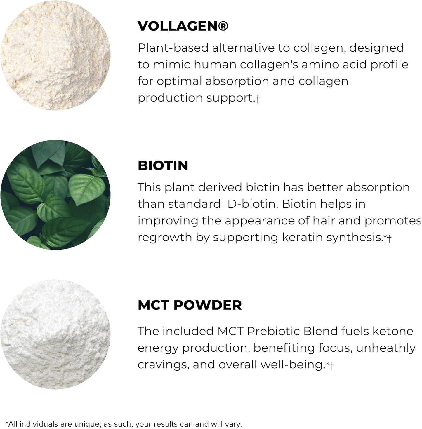 30 Servings POWERLIFE Peak MCT Powder Supplement with Plant-Based Collagen and Biotin - Vanilla Flavor