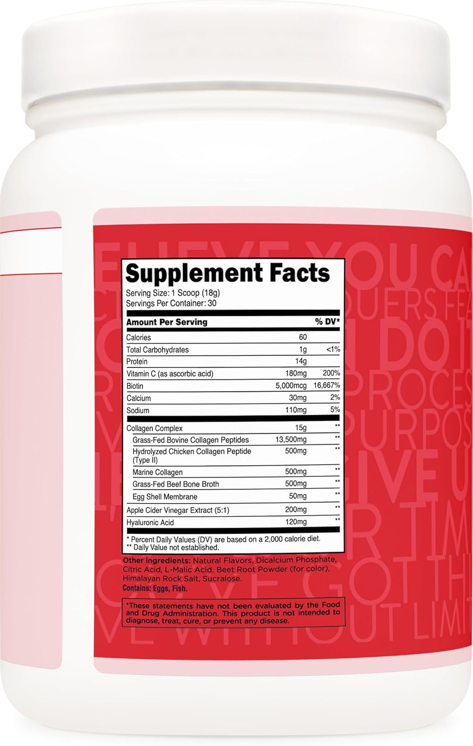 30 Servings TransformHQ Beauty Collagen Fruit Punch Blend for Hair, Skin, and Nails