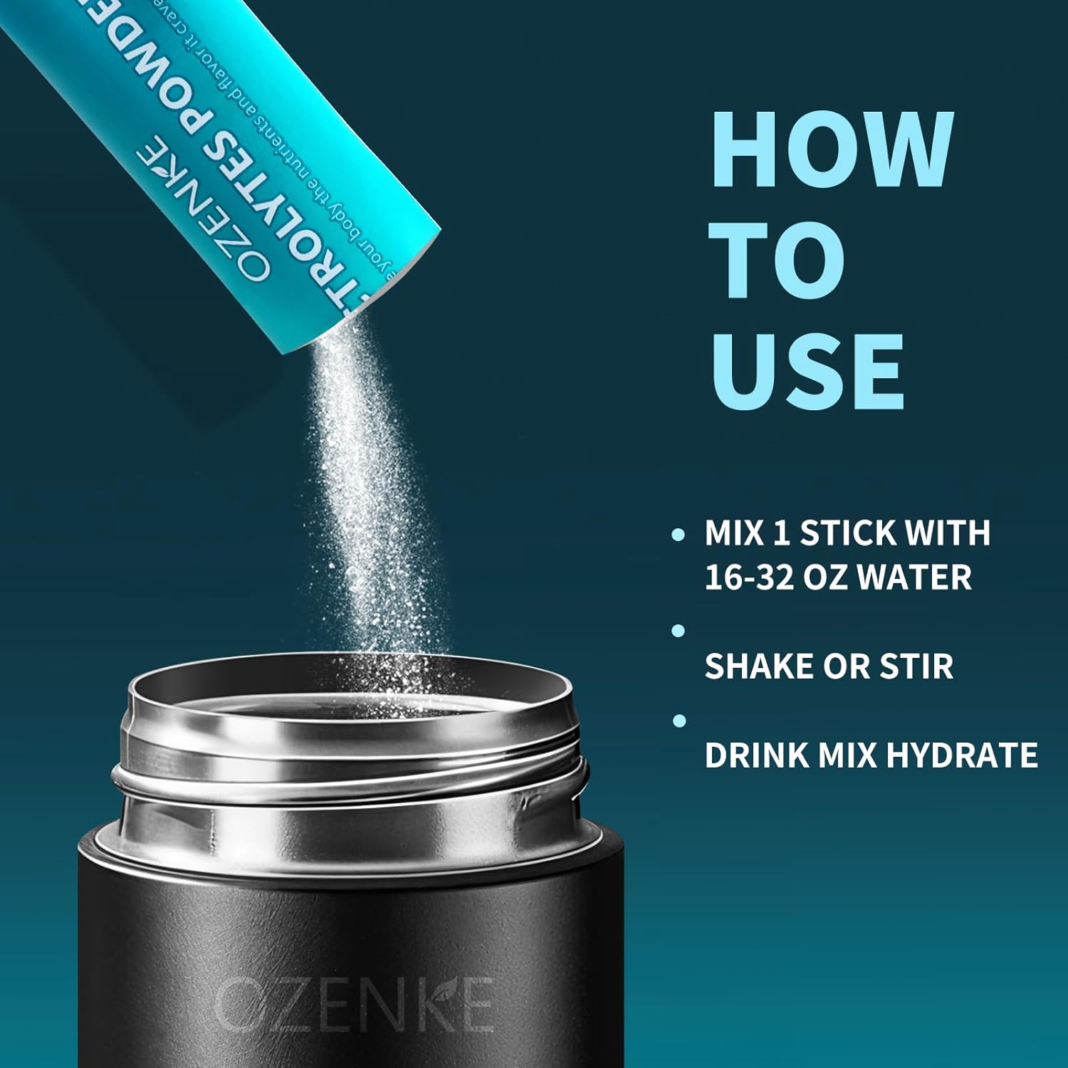 30 Sticks OZENKE Electrolyte Powder Packets, Sugar Free Lemonade Flavor for Rapid Hydration, Portable Hydration Packets - 0 Sugar & 0 Calorie