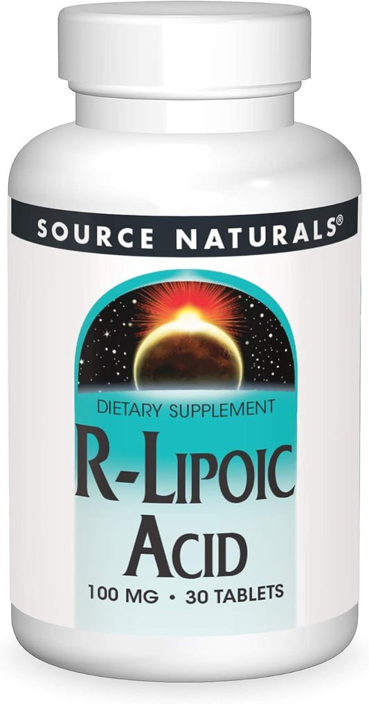 30 Tablets of Source Naturals R-Lipoic Acid 100mg Supplement for Antioxidant Support