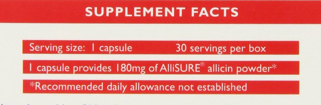 30 Veg Capsules of Allicin Max - High Potency Allicin Supplement for Immune Support and Overall Wellness