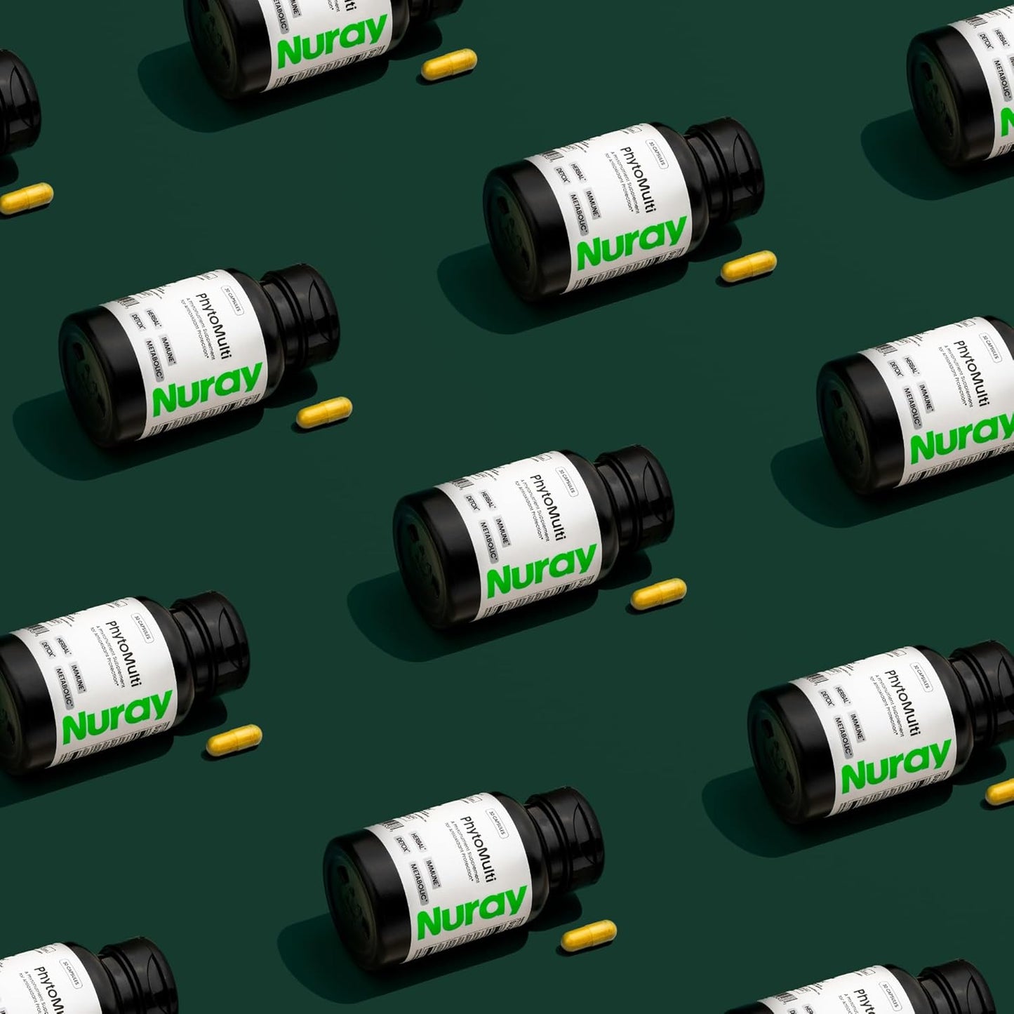 30 Vegetarian Capsules of Nuray PhytoActive Supplement with Broccoli Sprout Powder, Herbal Extracts for Immune Support, Metabolism, and Detox - Gluten-Free GN-PhytoActive