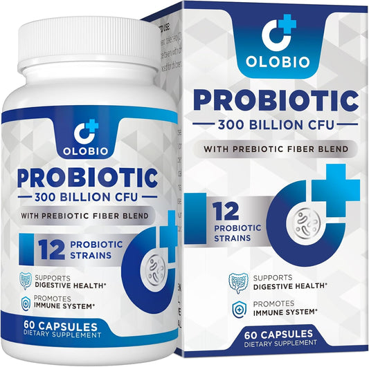 300 Billion CFU Probiotic with 12 Strains & Organic Prebiotics - Daily Digestive & Immune Health Supplement for Women & Men - Vegan, Shelf Stable - 60 Count