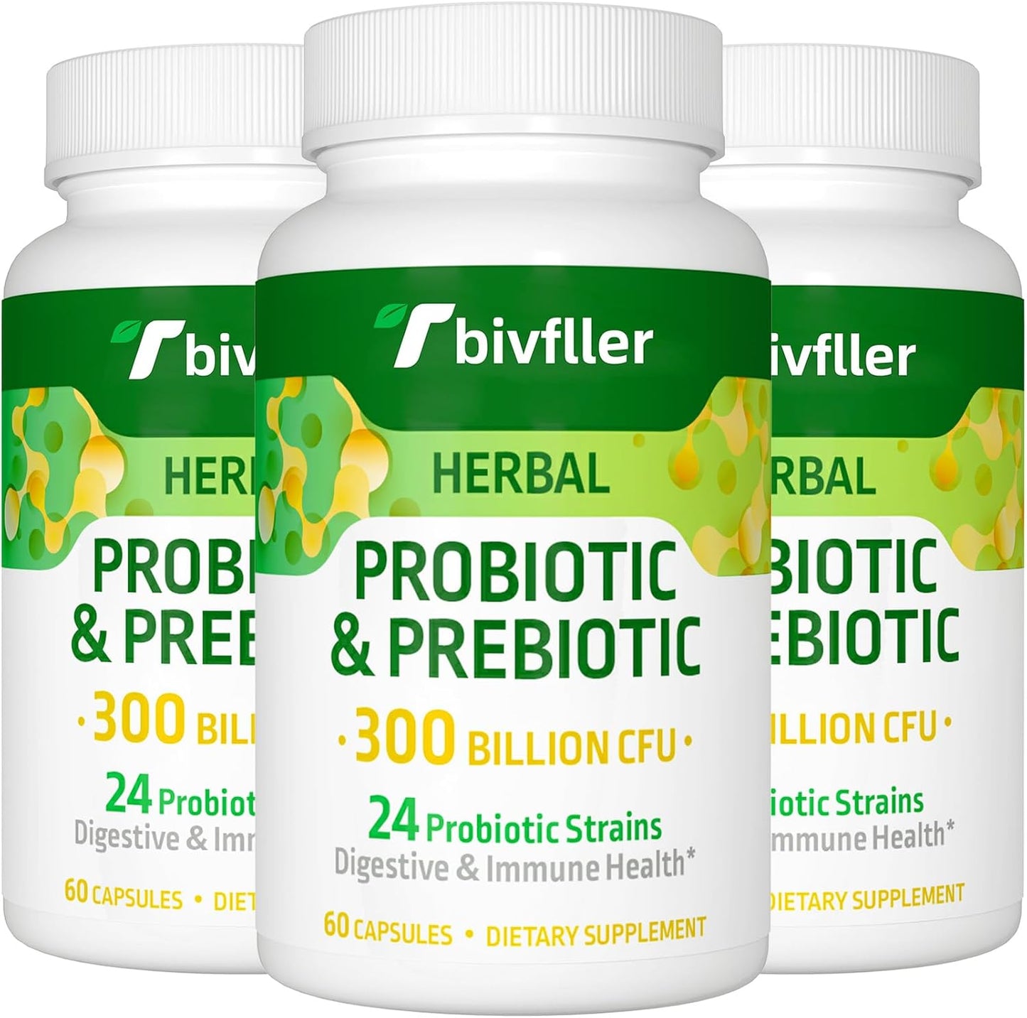 300 Billion CFU Probiotics for Women and Men with 24 Strains, Organic Herbs, Prebiotics, Digestive Health, Immune Support, Vegan - 6 Month Supply