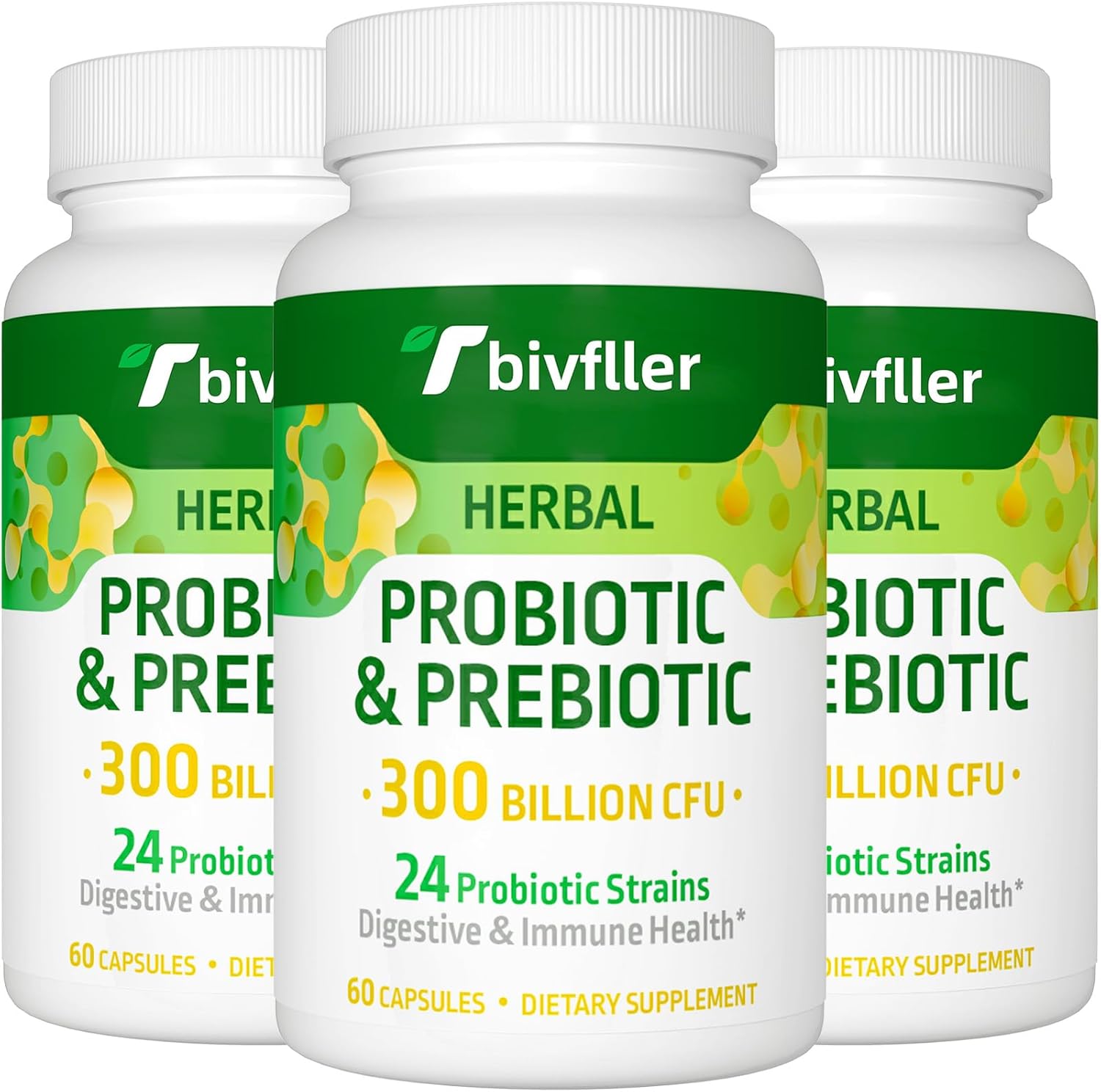 300 Billion CFU Probiotics for Women and Men with 24 Strains, Organic Herbs, Prebiotics, Digestive Health, Immune Support, Vegan - 6 Month Supply