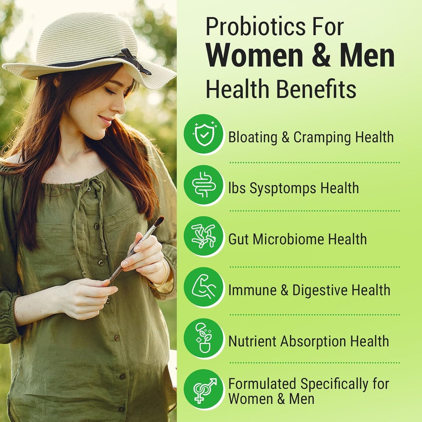 300 Billion CFU Probiotics for Women and Men with 24 Strains, Organic Herbs, Prebiotics, Digestive Health, Immune Support, Vegan - 6 Month Supply