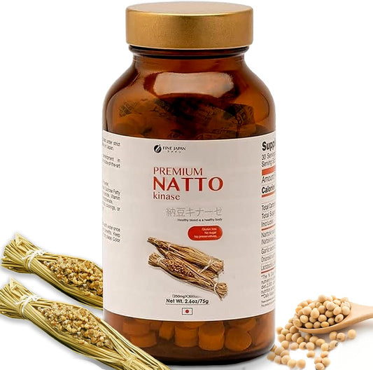 300 Capsules of FINE JAPAN Nattokinase: Pure Fermented Soybeans from Japan for Cardiovascular Health - Gluten-Free, Preservative-Free Formula