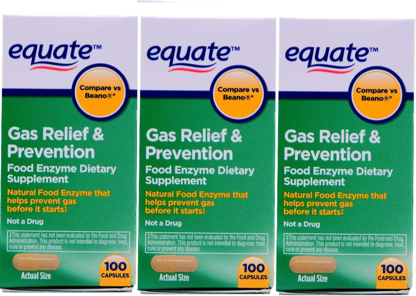 300 Count Equate Gas Bloating Relief and Prevention Food Enzyme Supplement