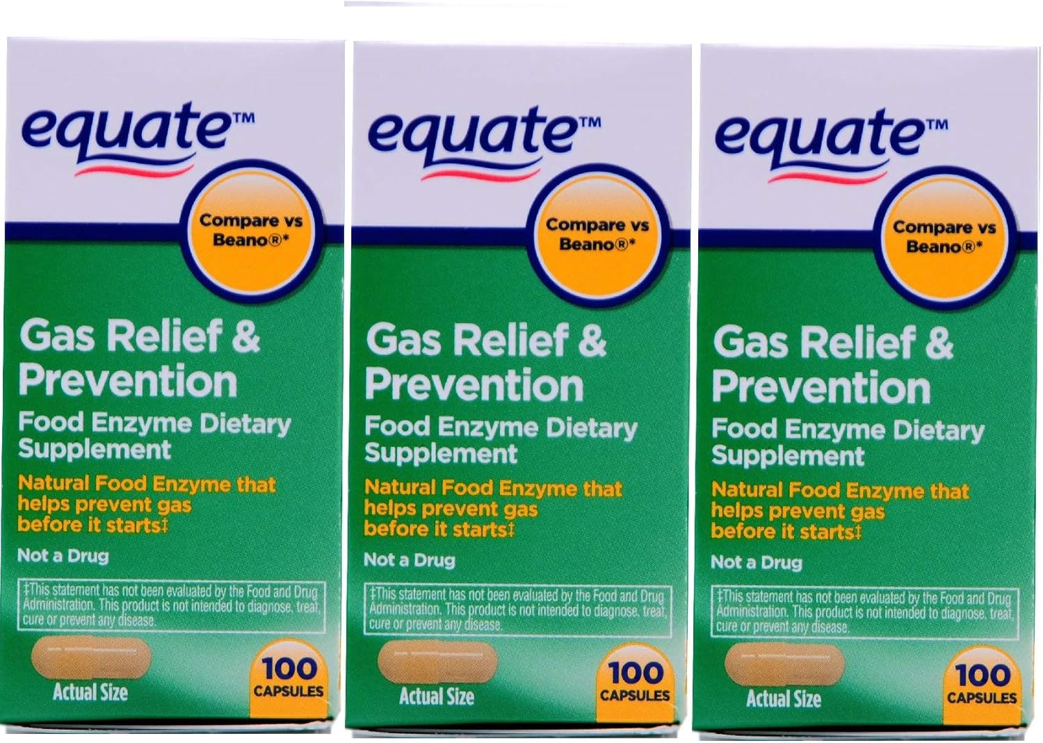 300 Count Equate Gas Bloating Relief and Prevention Food Enzyme Supplement