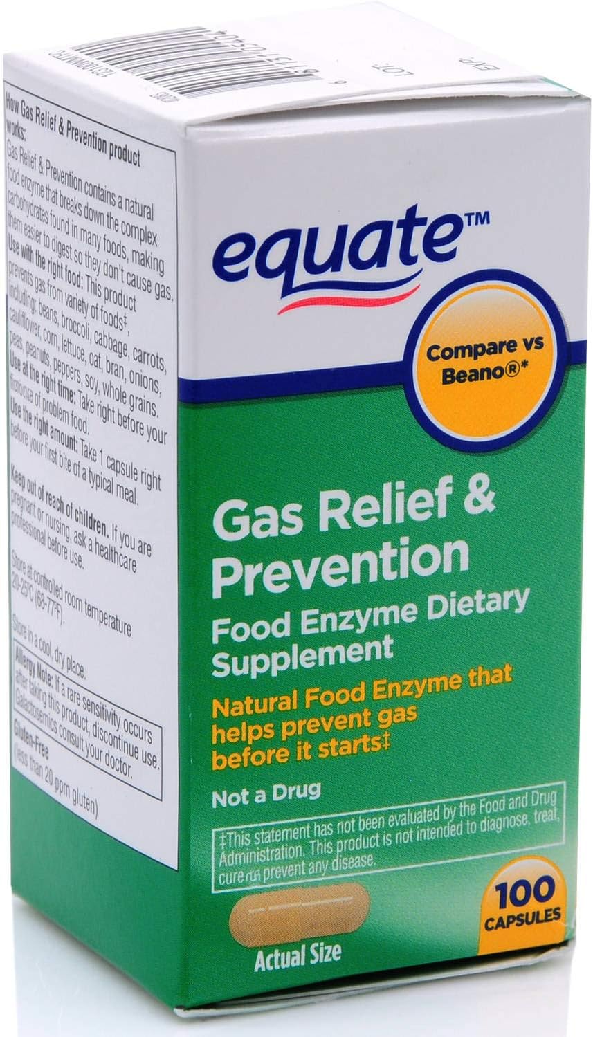 300 Count Equate Gas Bloating Relief and Prevention Food Enzyme Supplement