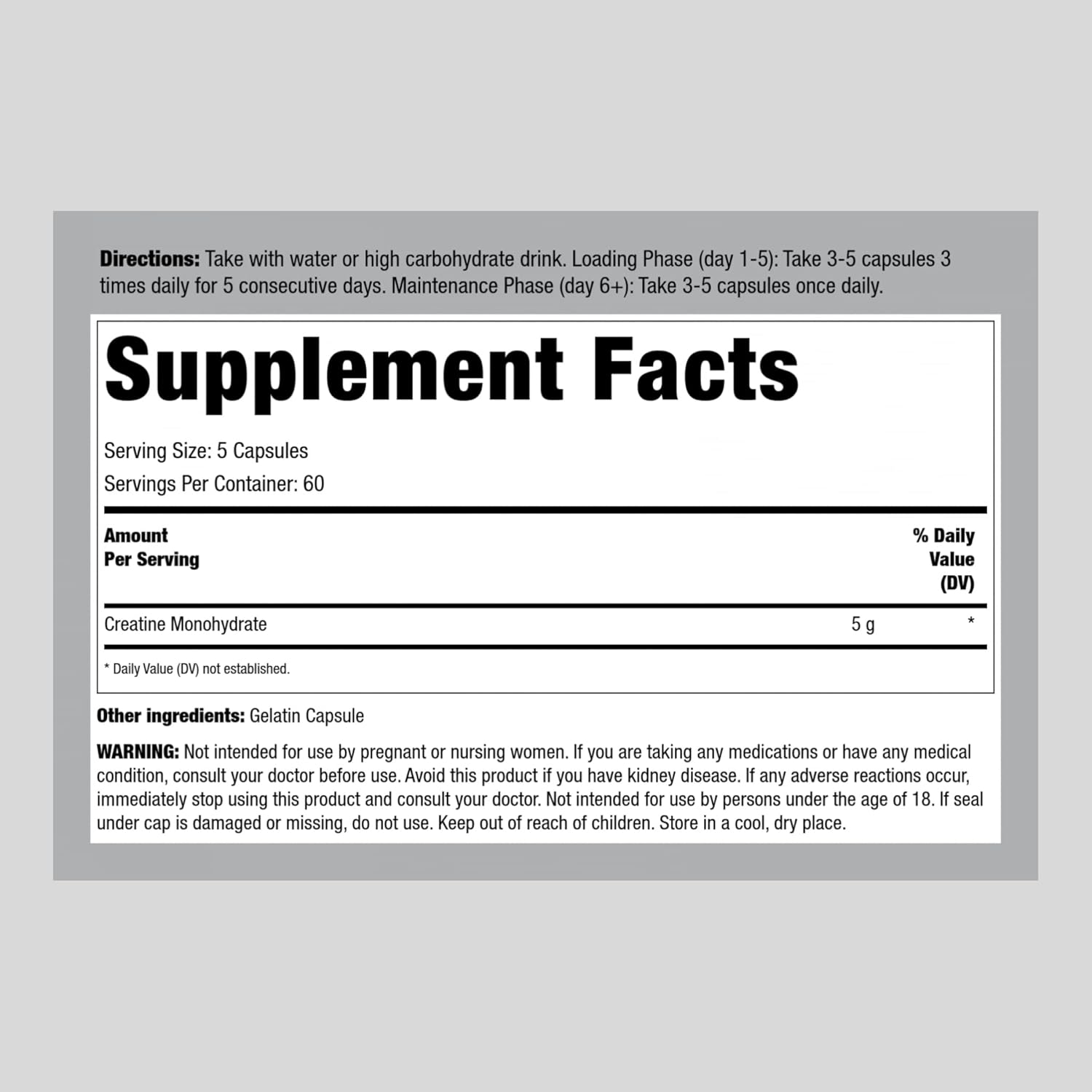 300 Count Fitness Labs German Creatine Capsules 1000mg Monohydrate Supplement | Non-GMO, Gluten Free